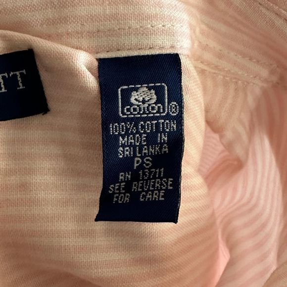 Karen Scott Pink and White Striped Button-Up Shirt, Size PS, NWT - Picture 7 of 8